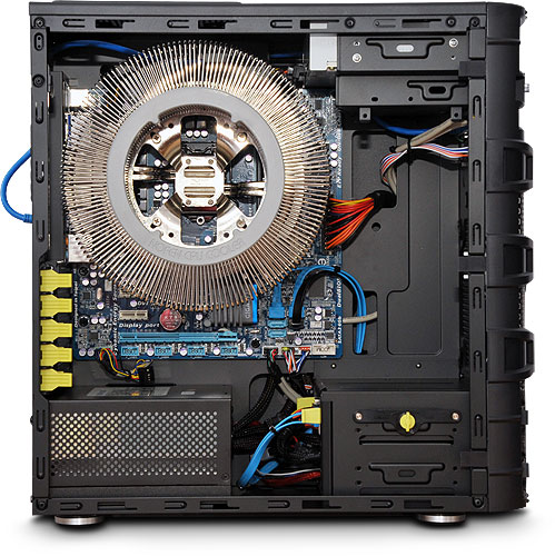 Nofan IcePipe A43-H67 Fully-built Silent PC internal view (click to enlarge)